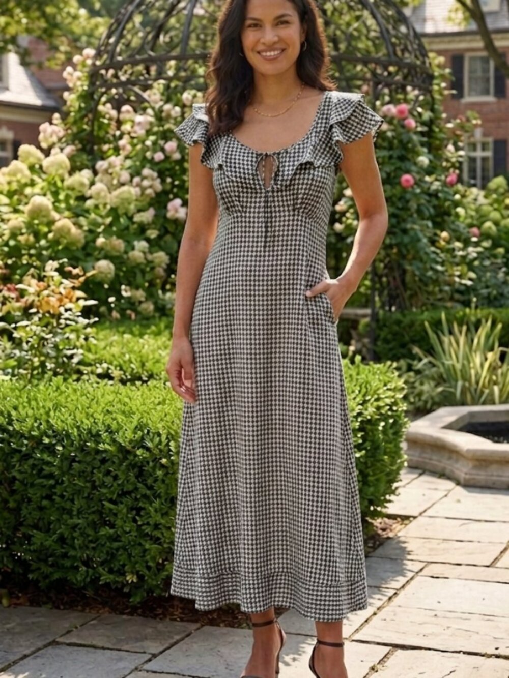 Max Studio NWT Ornate Mosaic Ruffle Maxi Dress Size M